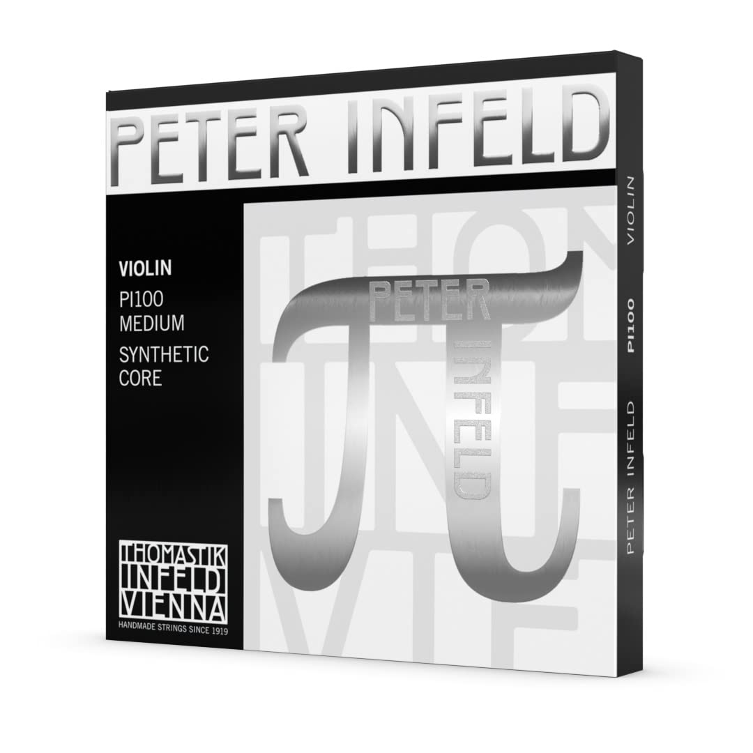 Thomastik-Infeld Peter Infeld Violin String Set, 4/4 Size, Medium Tension - PI100 - Synthetic Core A, D, G with Platinum Plated E - Outstanding Projection & Playability, Wide Range of Sound Colors