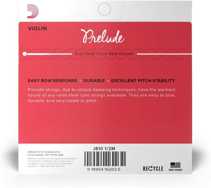 D'Addario Prelude Violin String Set, 4/4 Scale, Light Tension