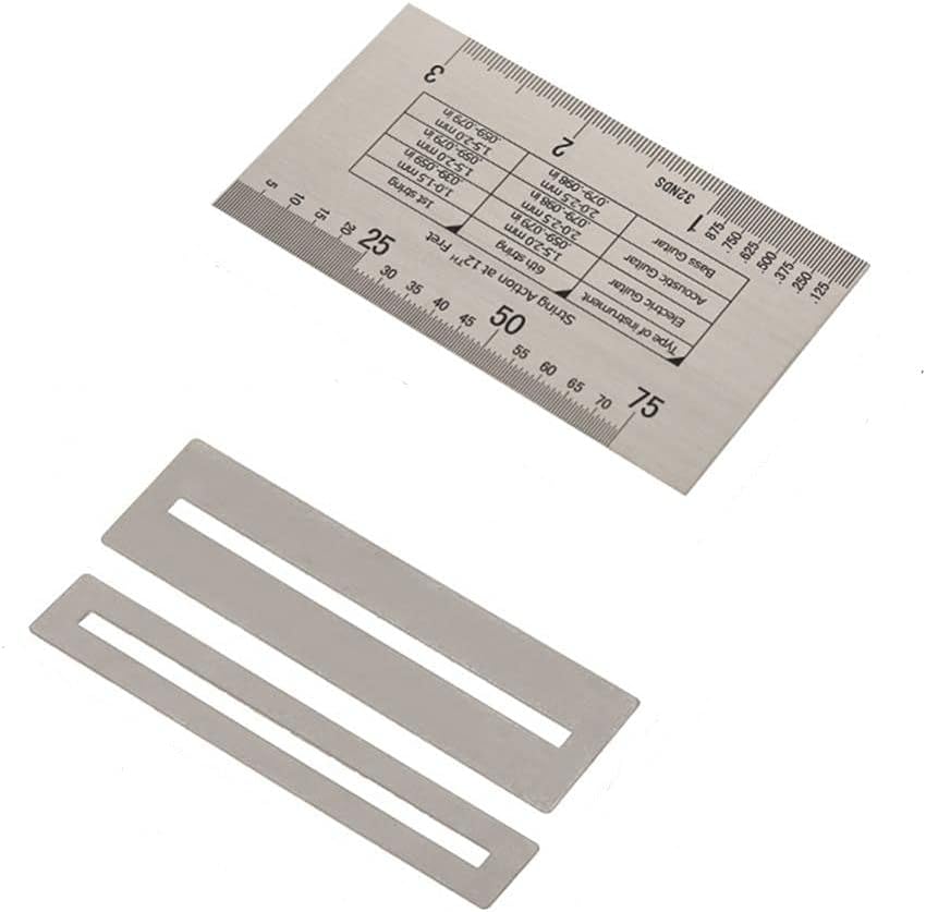Guitar String Action Ruler Gauge Tool with Fret Protectors Luthier (SILVER) |