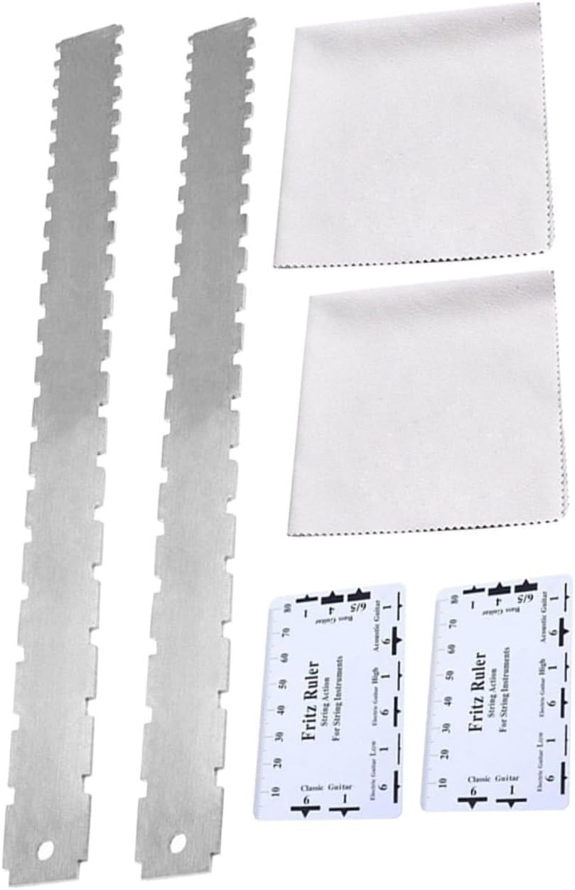 2Sets Guitar Luthier Measuring Tools Notched Straight Edge String Action Gauge Ruler Durable for Accurate Neck Measurement Fretboard Flatness