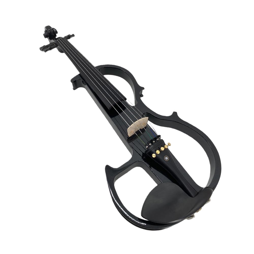 4 String Electric Viola Full 4/4 Size, Silent Practice Viola, Solid Wood Metallic Electric Violas with Ebony Fittings, Beginner Kit for Adults Teens (black)