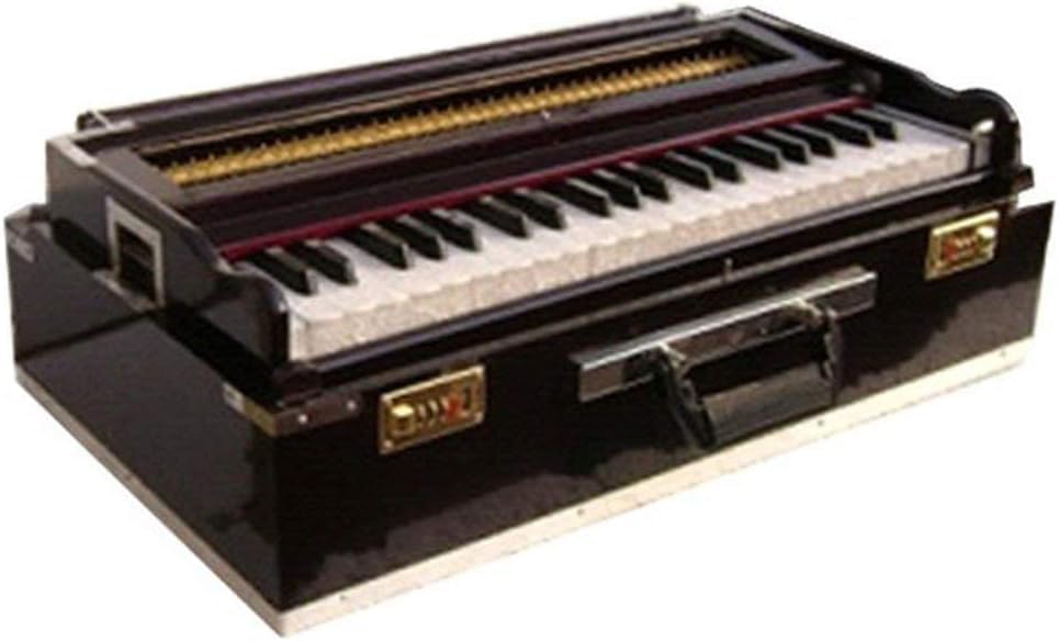 BINA No.17 Deluxe Harmonium, 2024 Edition, 3 1/2 Octaves, Checked & Retuned by Aakrati Musicals, Folding, Special Reeda, 9 Stops, Rosewood Color, Indian Keyboard