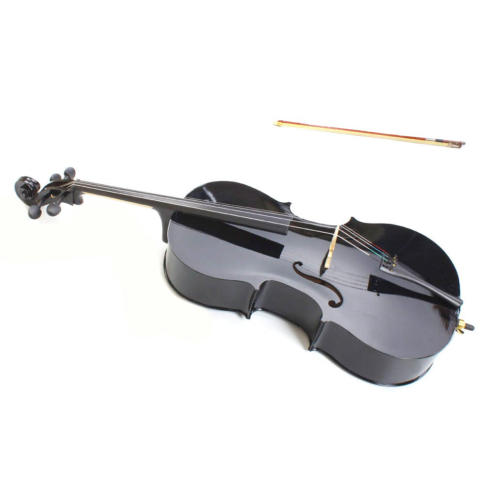 Vasitelan Full-Size Cello, Beginner Cello 4/4, Acoustic Cello Kit with Portable Bag, Bow, Bridge, Rosin, String Musical Instruments (Black)