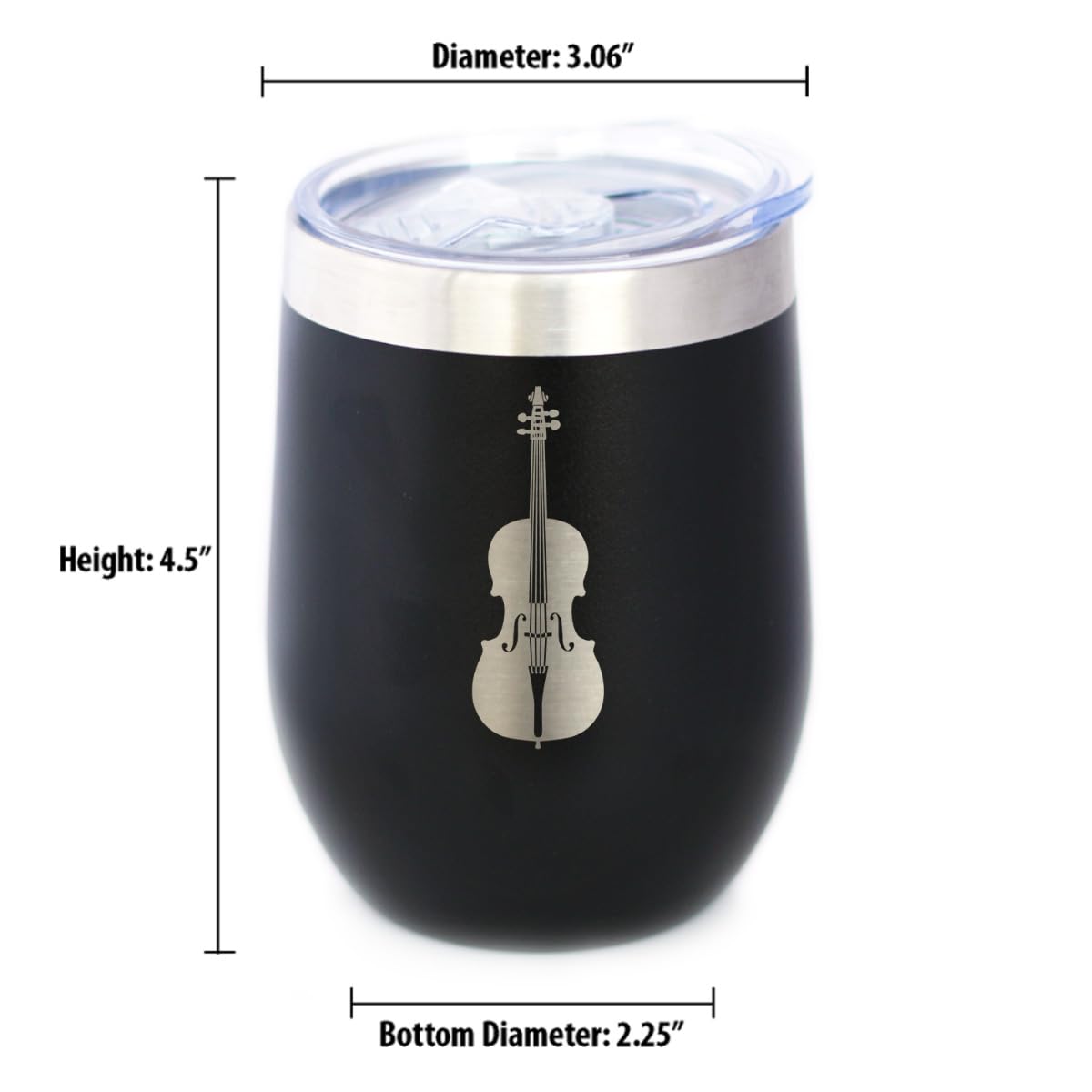Bevvee Cello - Wine Tumbler Cup with Sliding Lid - Stainless Steel Insulated Mug - Orchestra Gifts for Cellists - Teal