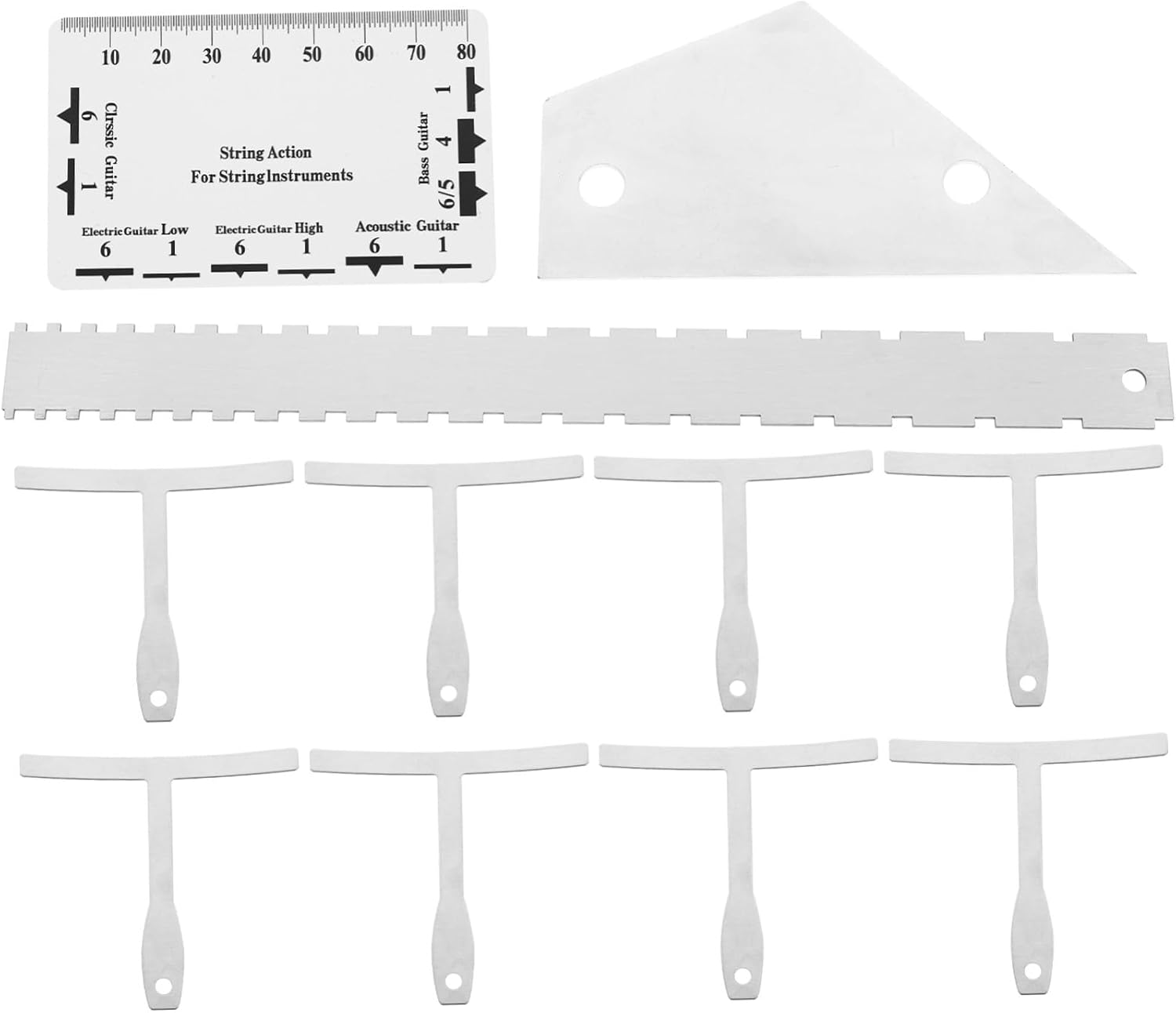 FAVOMOTO 12pcs Guitar Luthier Tool Kit String Action Ruler Radius Gauge Acoustic Electric Guitars Precision Measurement for Setup Repair