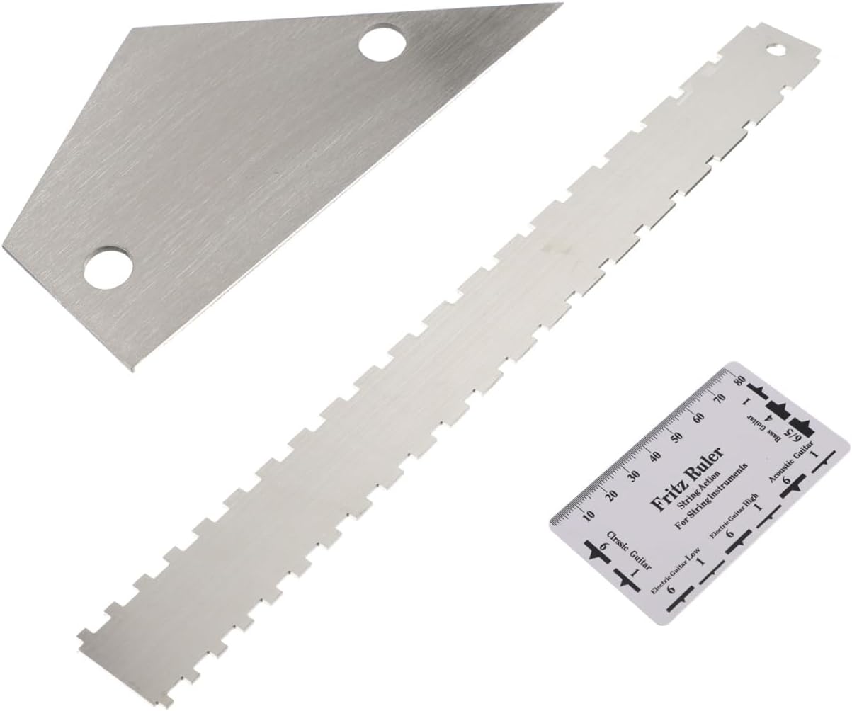 Milisten 3Pcs Guitar Leveling Tool Set Notched String Action Ruler Neck Straight Edge for Accurate Fret Measurement for Electric Guitars Basses Compact Easy to Store