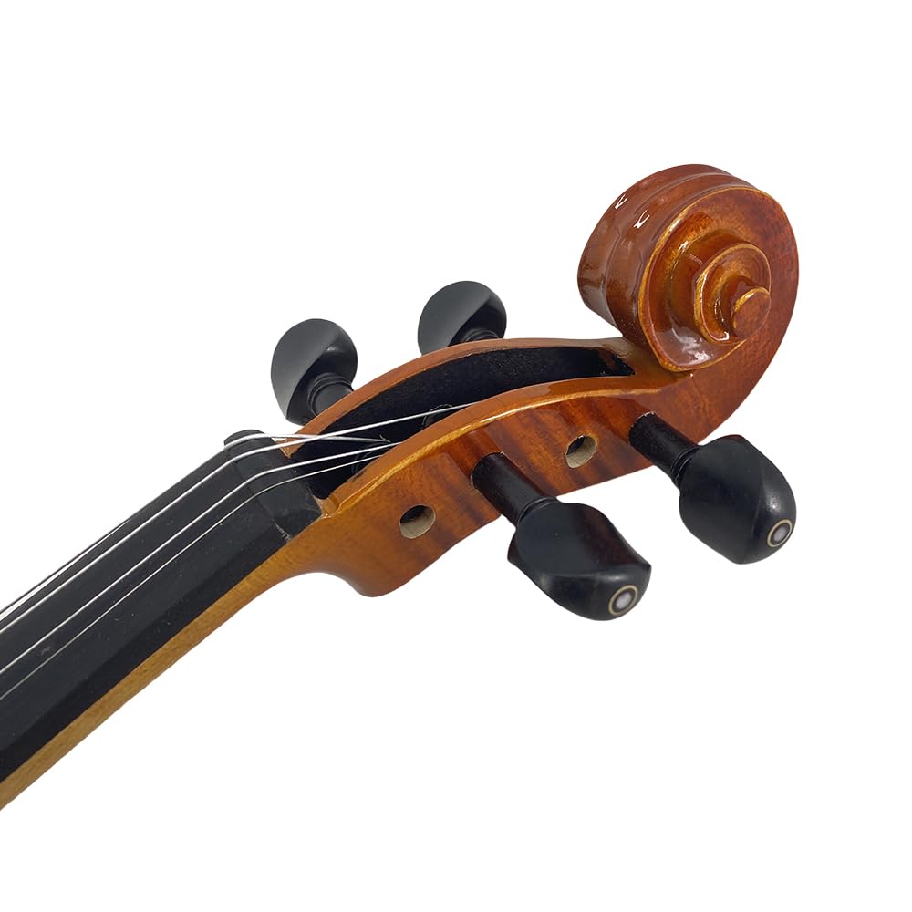 4/4 Violin for Beginners & Adults, Full Size Solid Wood Acoustic Violin with Flamed Back, Case, Bow,Shoulder Rest & Accessories Glossy Finish