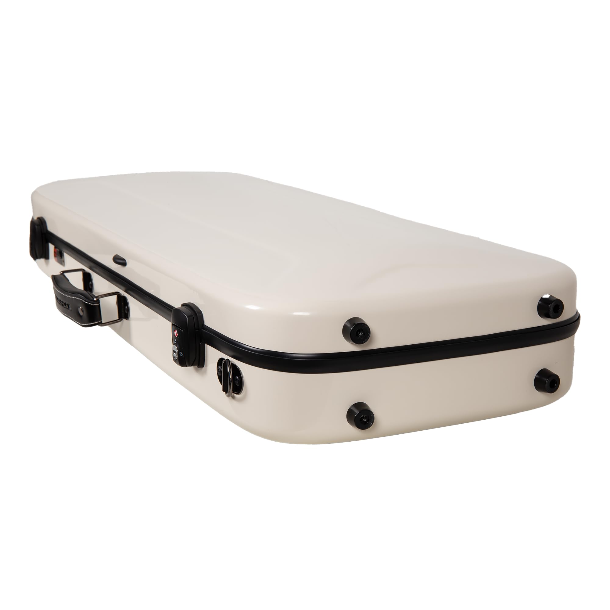 Crossrock Fiberglass Double Violin Case fits Two 4/4 Full-Size Violins- Includes TSA lock, Protective Blanket, Hygrometer, Removable Shoulder Straps- Milky White (CRF2020DVMW)