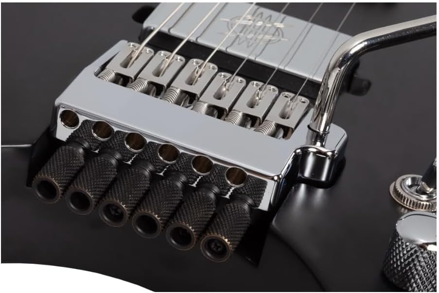Schecter Synyster Gates Custom-6 TR-S Headless Signature Electric Guitar - Black | Chambered Mahogany with Maple Center, Sustainiac Neck Plus Schecter Synyster Gates Bridge Humbucker, Hipshot Trem, 25.5 Scale