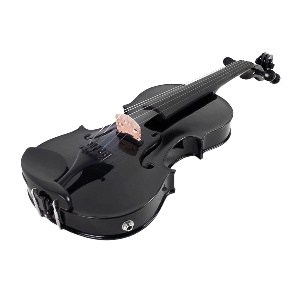 Vetimobato 16 Inch 5-String Electric Viola - FCGDA Tuning Electric Acoustic Viola for Students, Adults, Professional - Handmade Maple & Spruce Body with Ebony Fittings, Case, Bow (Black)