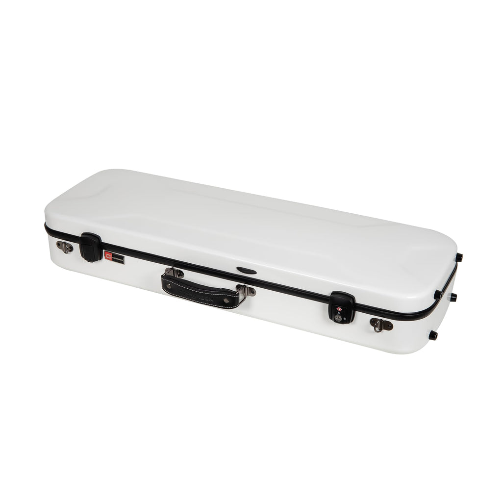 Crossrock Fiberglass Double Violin Case fits Two 4/4 Full-Size Violins- Includes TSA lock, Protective Blanket, Hygrometer, Removable Shoulder Straps- Milky White (CRF2020DVMW)
