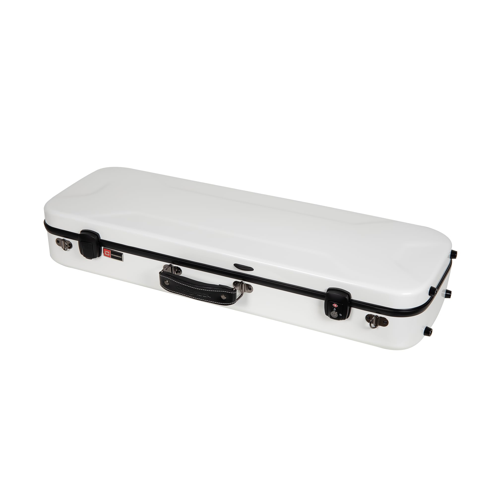 Crossrock Fiberglass Double Violin Case fits Two 4/4 Full-Size Violins- Includes TSA lock, Protective Blanket, Hygrometer, Removable Shoulder Straps- Milky White (CRF2020DVMW)