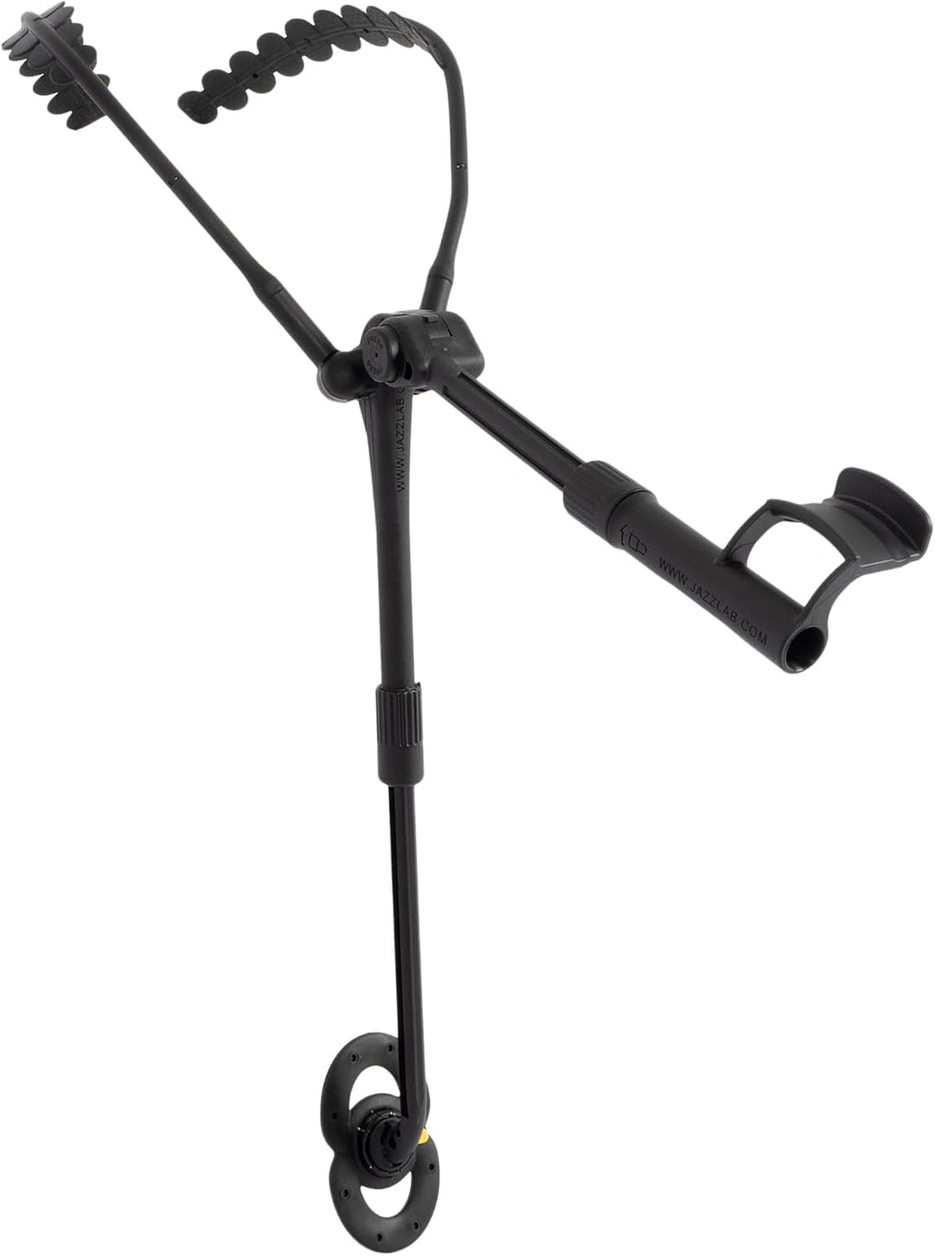 JazzLab Trumpet Holder Medium Size - Black, Plastic & Aluminium - B Flat Trumpet Support - Compact & Foldable - Comfortable for Sitting, Standing or Marching