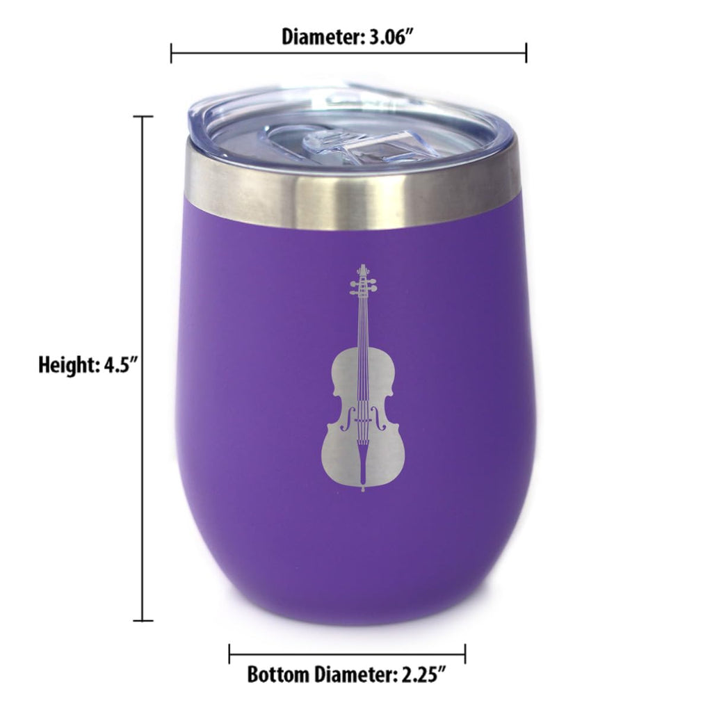 Bevvee Cello - Wine Tumbler Cup with Sliding Lid - Stainless Steel Insulated Mug - Orchestra Gifts for Cellists - Teal