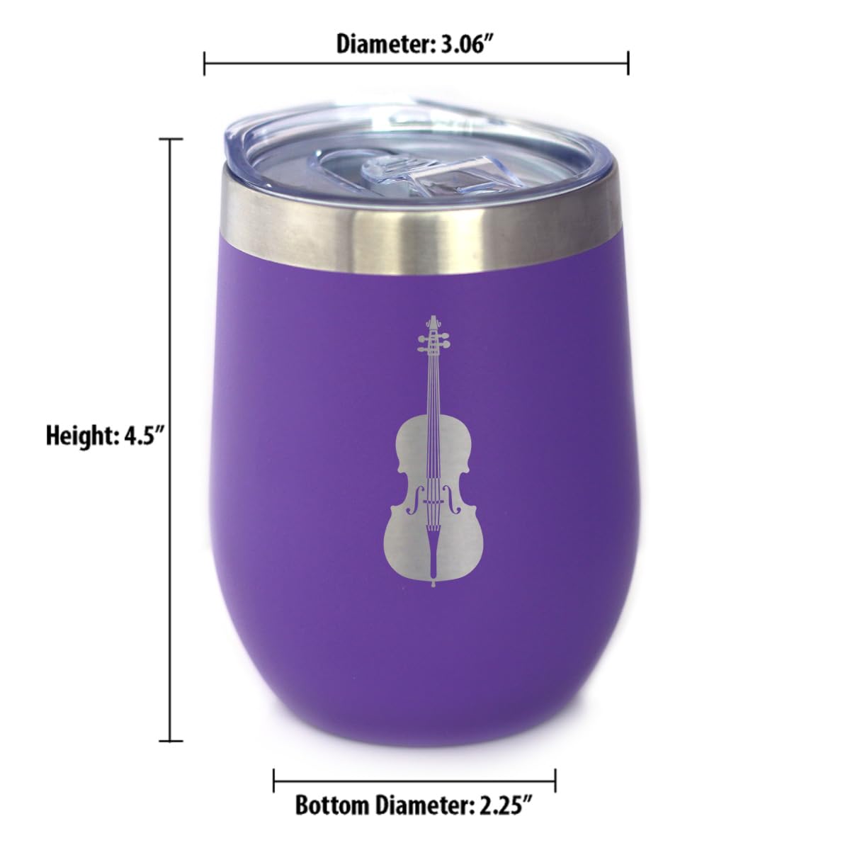 Bevvee Cello - Wine Tumbler Cup with Sliding Lid - Stainless Steel Insulated Mug - Orchestra Gifts for Cellists - Teal