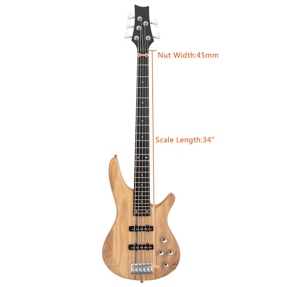 Ktaxon Electric Bass Guitar 4 String Bass Guitar with 20 Watt Amplifier, PJ Type Pickup, Naturally air-dried Maple Neck, Rosewood Fretboard, Basswood Body(Black)
