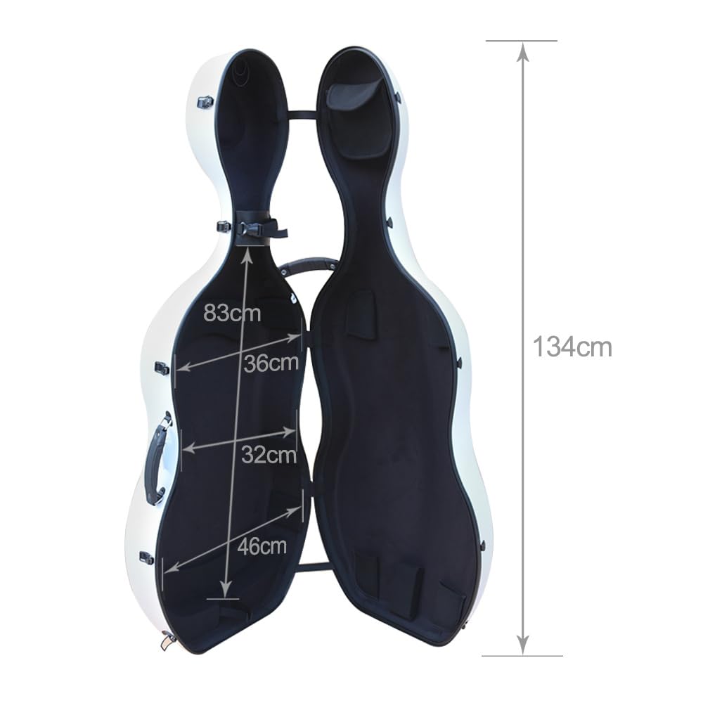Vetimobato Carbon Fiber Cello Case for 4/4 Full Size Hard Shell with Wheels, Built-in Handle, Backpack Straps, Bow Holders Cello Accessories Box Strong & Ultralight (Dark Green)