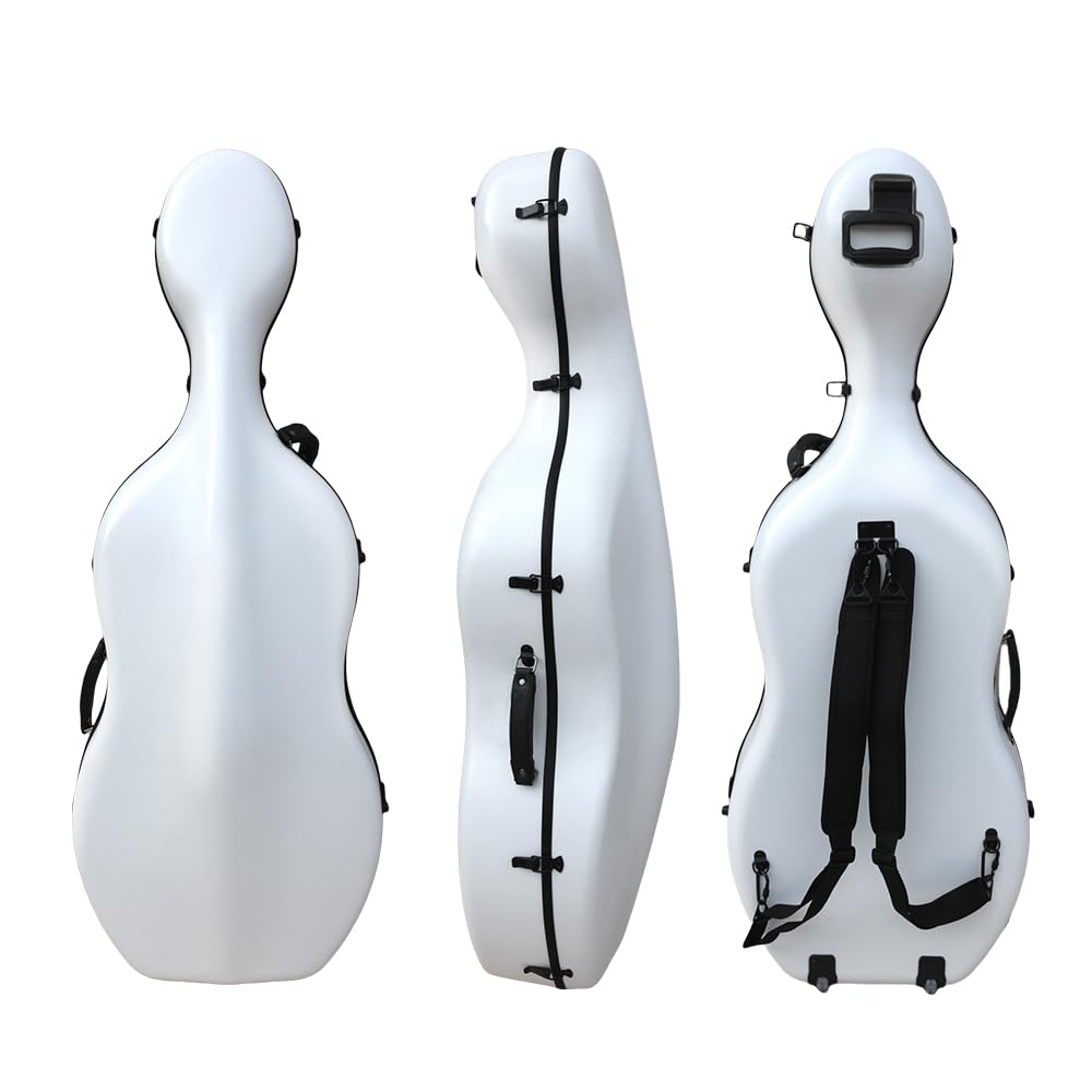 Cello Case 4/4 Carbon Fiber Ultra Lightweight Durable Hard Shell Professional Case with Wheels&Built-in Handles,Travel (pink)