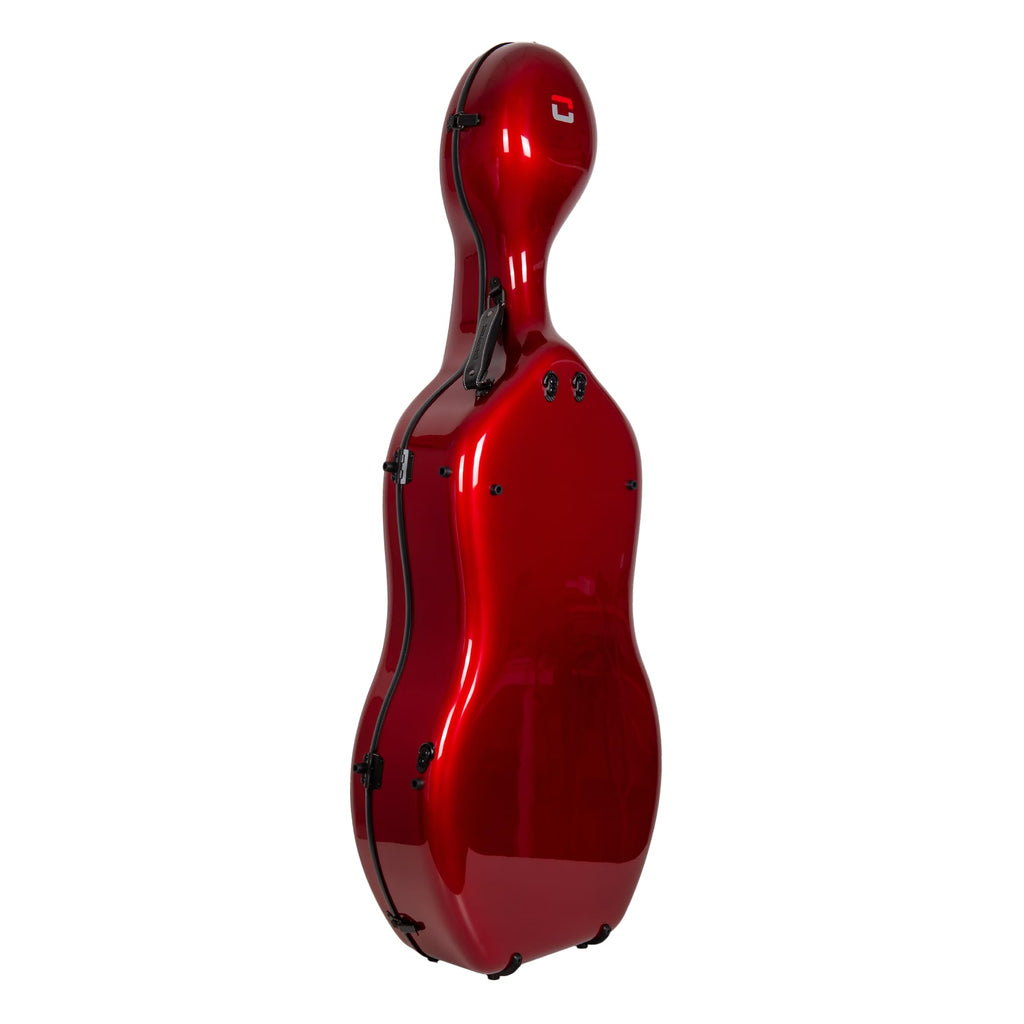 Crossrock Professional 4/4 Carbon Fiber Cello Case | 6lb Ultra-Light TSA Hardshell | Adjustable Magic Pads & Anti-Scratch Cover | Gloss Crimson Finish
