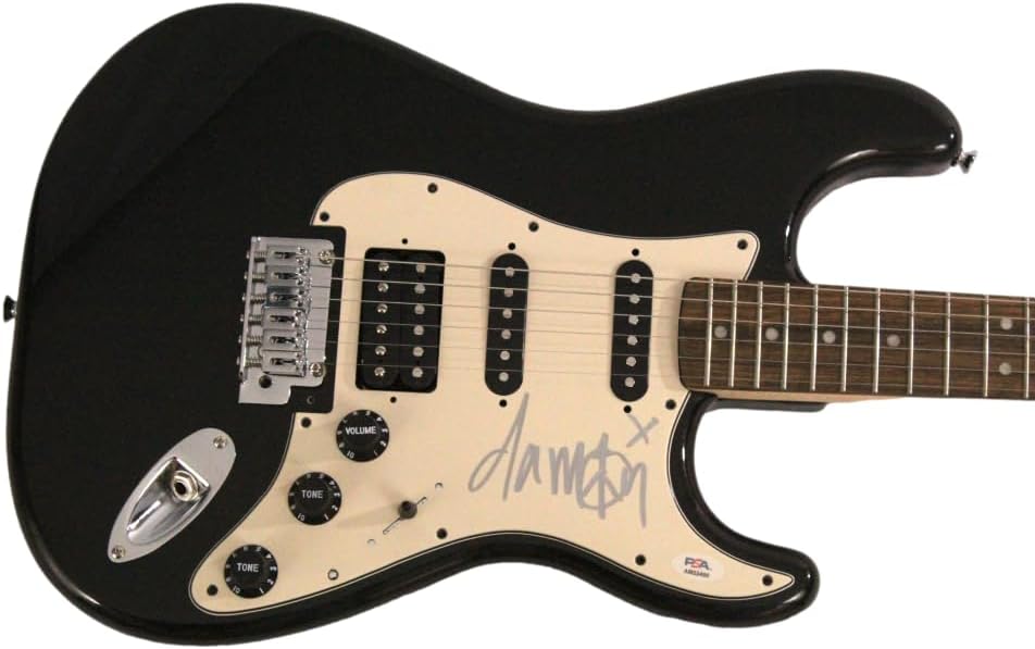 Damon Albarn Signed Autograph Full Size Double Humbucker Style Electric Guitar A with PSA/DNA Authentication PSA COA - The Gorillaz frontman - Demon Days Plastic Beach The Fall Humanz The Now Now Song Machine, Season One: Strange Timez Cracker Island
