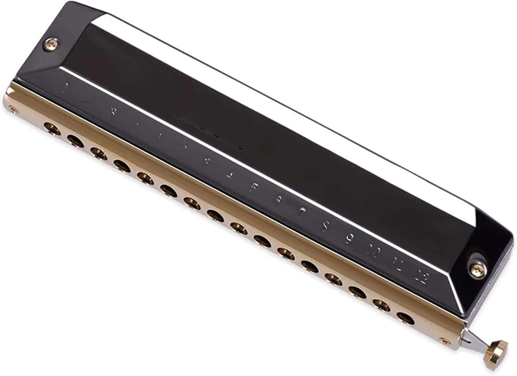 Harmonica Harmonica 16 Hole 64 Tone Mouth Organ Key of C Professional Musical Instruments (Gold)