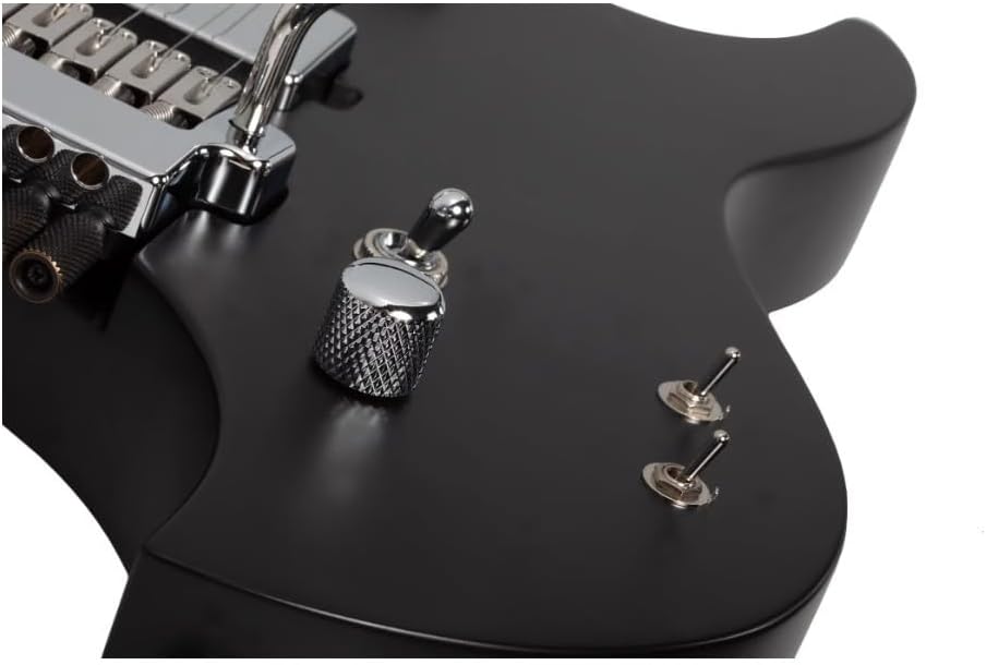 Schecter Synyster Gates Custom-6 TR-S Headless Signature Electric Guitar - Black | Chambered Mahogany with Maple Center, Sustainiac Neck Plus Schecter Synyster Gates Bridge Humbucker, Hipshot Trem, 25.5 Scale