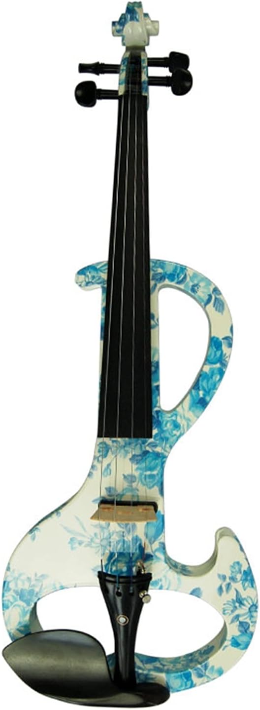 Violin Electric Art Violin Colorful Flowers Painted Solid Wood Silent Violin 4/4 Ebony Parts W/Case Bow Cable Cello Kit
