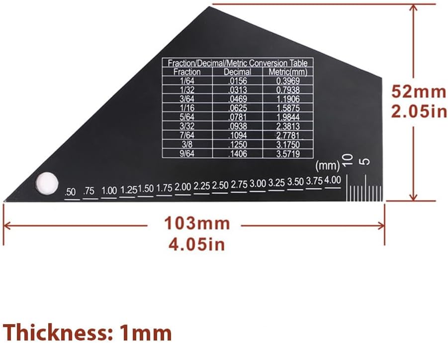 Guitar String Action Gauge, 1mm Stainless Steel String Height Ruler, Triangle Leveling Gauge with Imperial Metric for Electric, Acoustic Guitar and Bass Setup