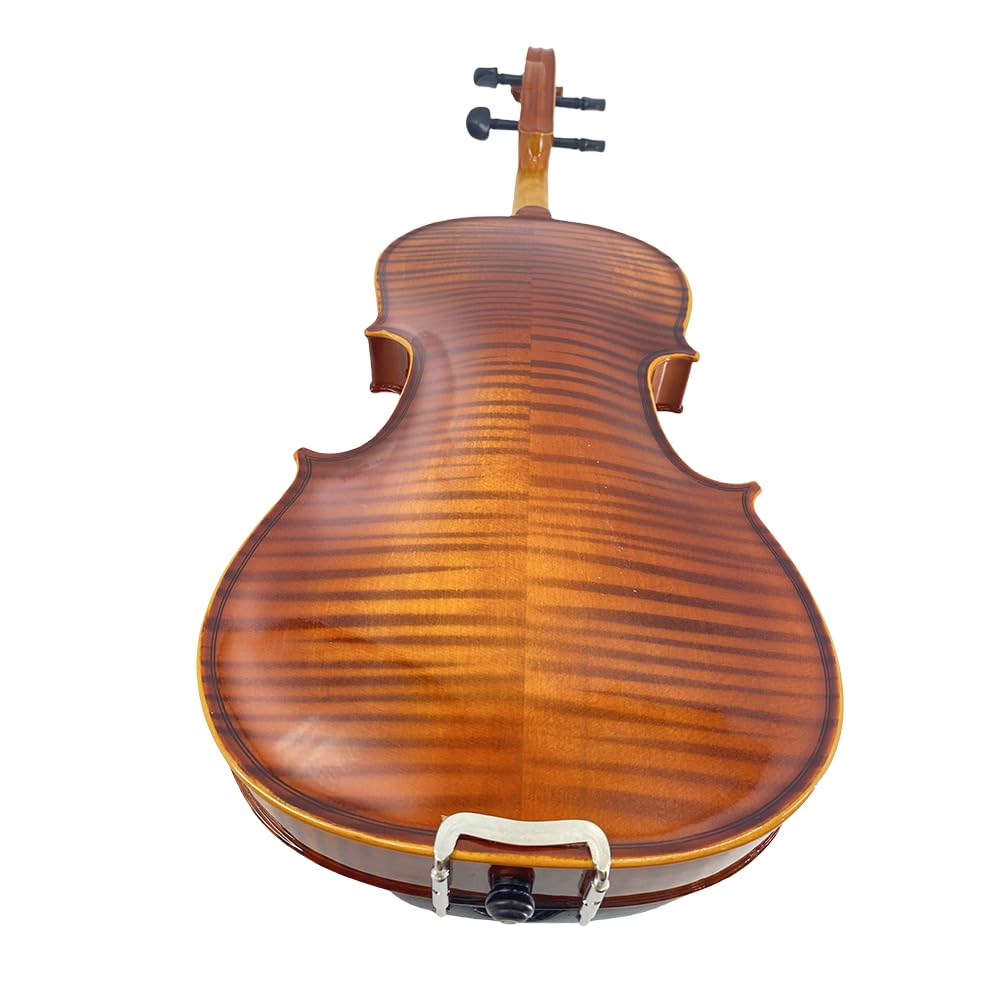 Vetimobato Handmade 4/4 Full Size Violin Set - One-piece Flame Back Maple Neck Solid Wood Fittings Complete Kit with Case Bow Shoulder Rest Strings for Beginners to Intermediate Players (4/4)