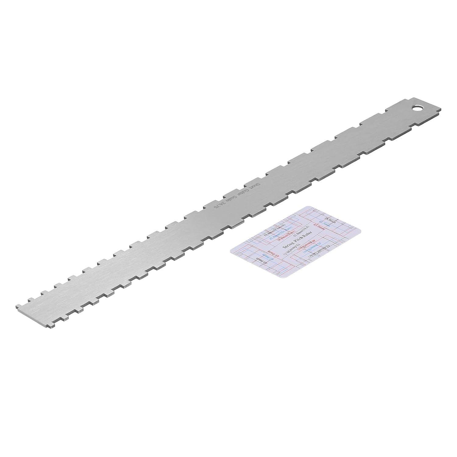 Guitar String Action Gauge, Notched Neck Ruler for String Pitch and Neck Straightness Measurement, Stainless Steel Guitar Tool Set with Clear Scales, Suitable for Electric and