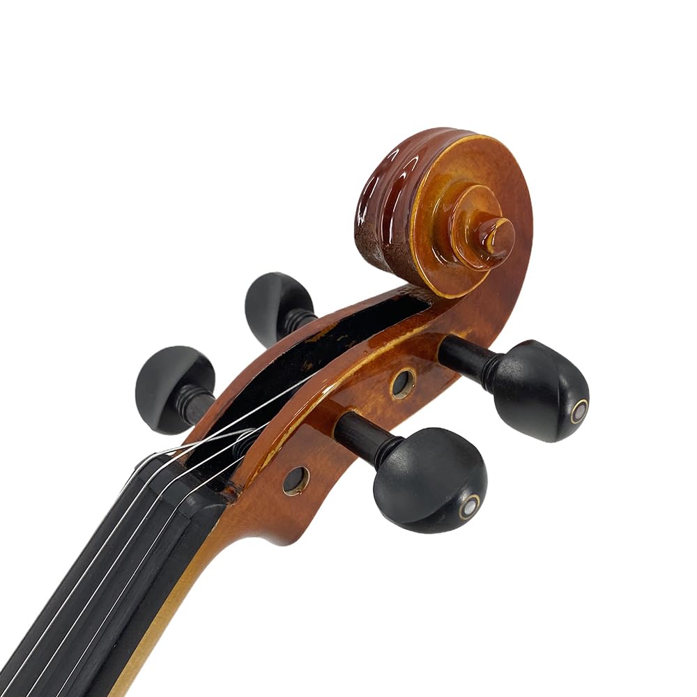 4/4 Violin for Beginners & Adults, Full Size Solid Wood Acoustic Violin with Flamed Back, Case, Bow,Shoulder Rest & Accessories Glossy Finish