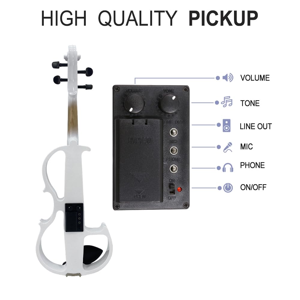 4 String Electric Viola Full 4/4 Size, Silent Practice Viola, Solid Wood Metallic Electric Violas with Ebony Fittings, Beginner Kit for Adults Teens (black)