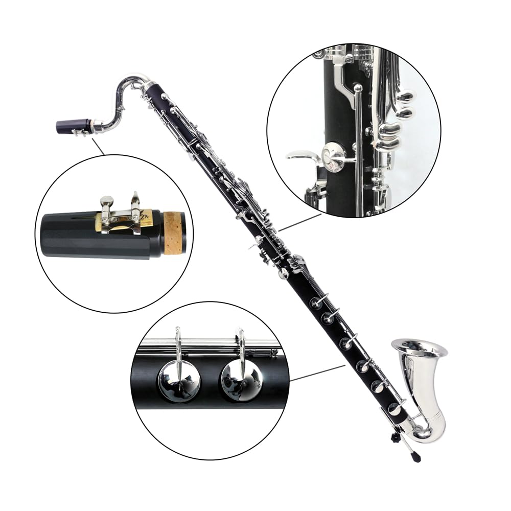 Bass Clarinet Low E | Nickel-Plated Keys, Rich Sound & Durable Hard Rubber Body - Includes Starter Accessories