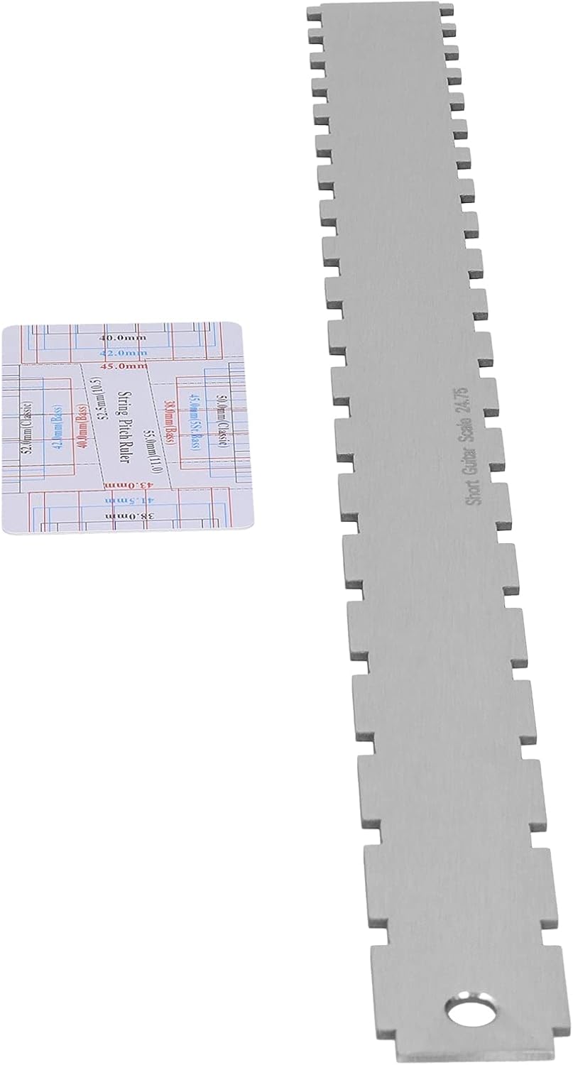SUNGOOYUE Professional Guitar Luthier Tool, Stainless Steel Neck Straight Edge Ruler, String Action Gauge for Acoustic Electric Bass, Clear Scale Measurement