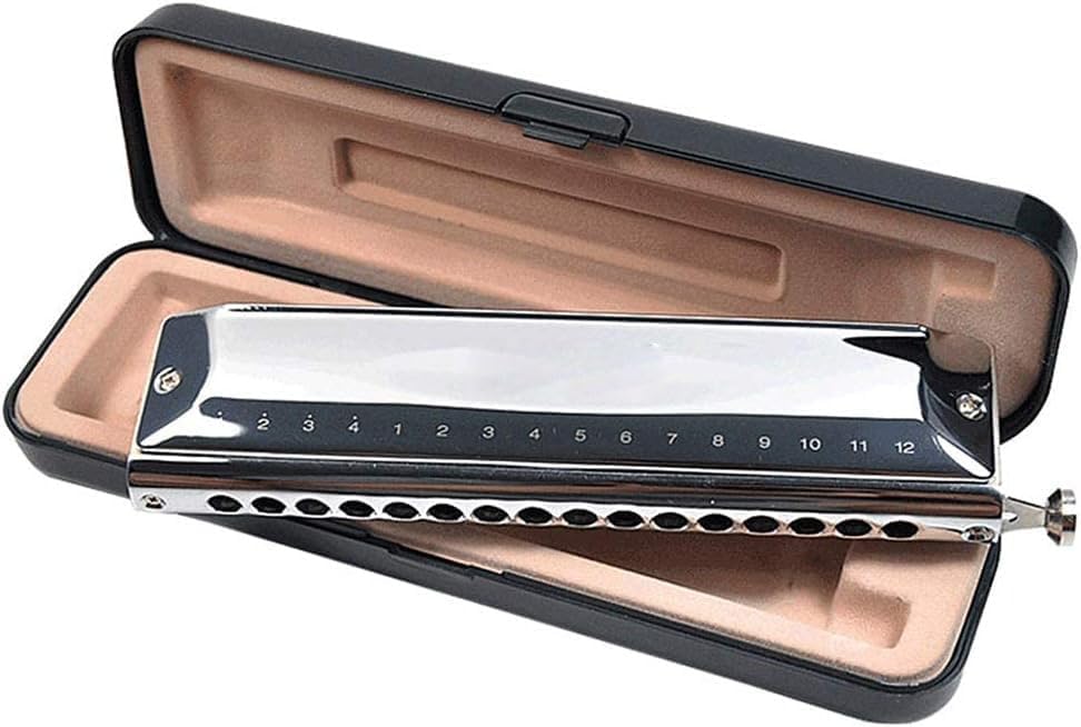 Chromatic Harmonica 16 Holes 64 Tone Mouth Organ Instrumentos Key C Professional Musical Instruments T1664 (Black Abs Comb Key C)