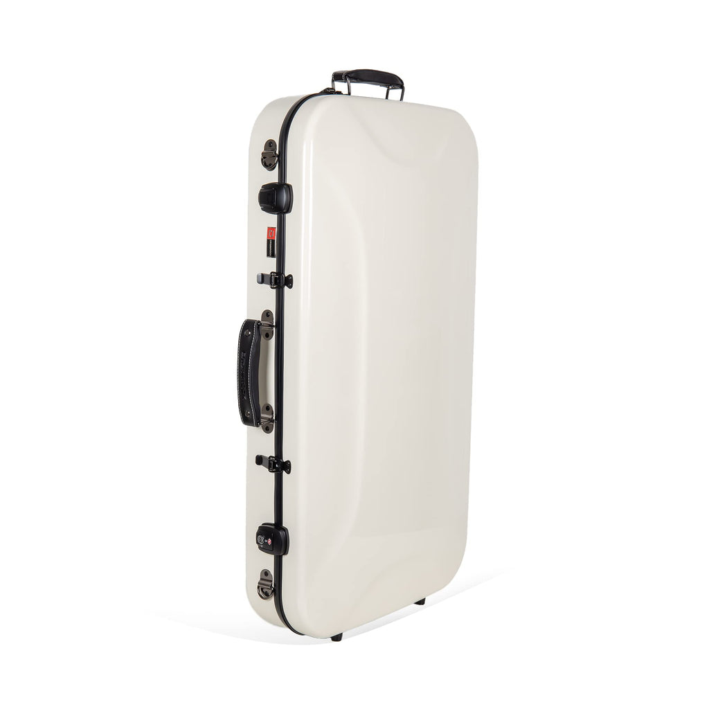 Crossrock Fiberglass Double Case for Mandolin & 4/4 Violin – Fits A & F-Style | Black Gloss Finish, TSA Lock, Backpack Straps, Accessory Storage – Pro Tour Series