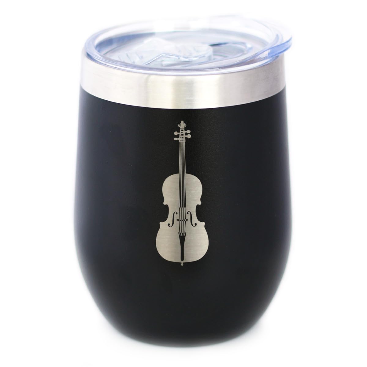 Bevvee Cello - Wine Tumbler Cup with Sliding Lid - Stainless Steel Insulated Mug - Orchestra Gifts for Cellists - Teal