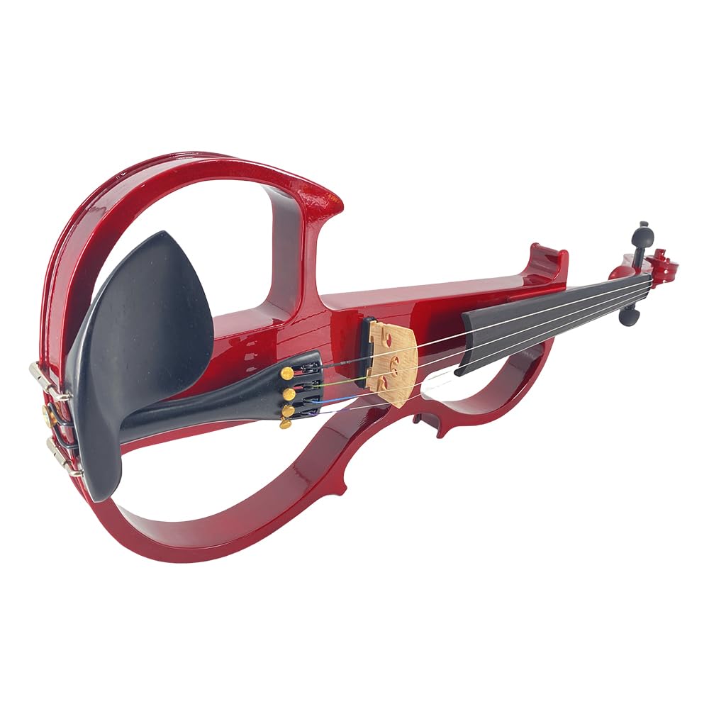 Vetimobato 16 Inch Silent Electric Viola Set- Solidwood Body with Ebony Fittings Metallic Coating Full Viola Set for Beginner Practice Professional Performance and Studio Recording (Blue, 4 String)