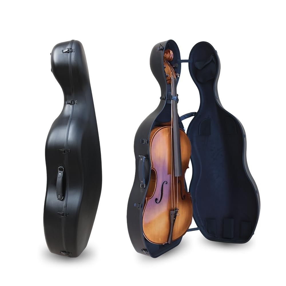 Cello Case 4/4 Carbon Fiber Ultra Lightweight Durable Hard Shell Professional Case with Wheels&Built-in Handles,Travel (pink)