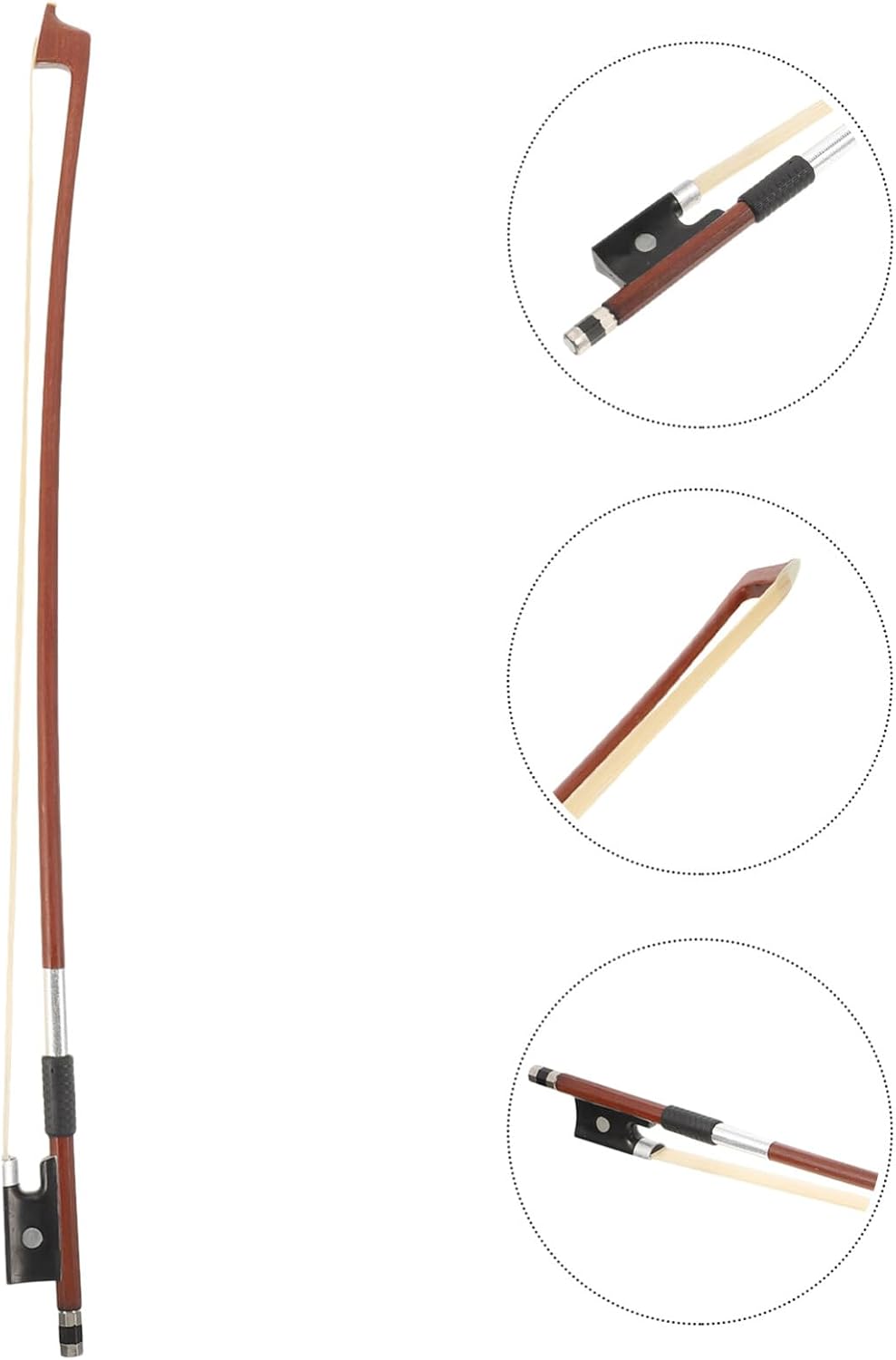 Holibanna Violin Bow with Natural Horsetail Hair Handmade Wood Bow for Student and Beginner Violinists 17.3 Inch Balanced Musical Instrument Accessory