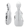 1/2 Size Carbon Fiber Cello Case with Wheels - Lightweight Durable Composite Design for Easy Transport and Superior Protection(White)