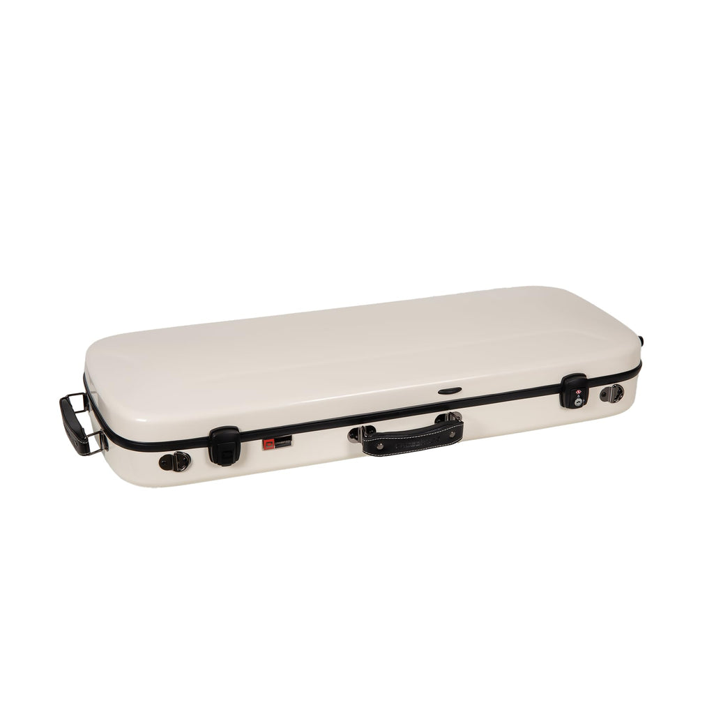 Crossrock Fiberglass Double Violin Case fits Two 4/4 Full-Size Violins- Includes TSA lock, Protective Blanket, Hygrometer, Removable Shoulder Straps- Milky White (CRF2020DVMW)