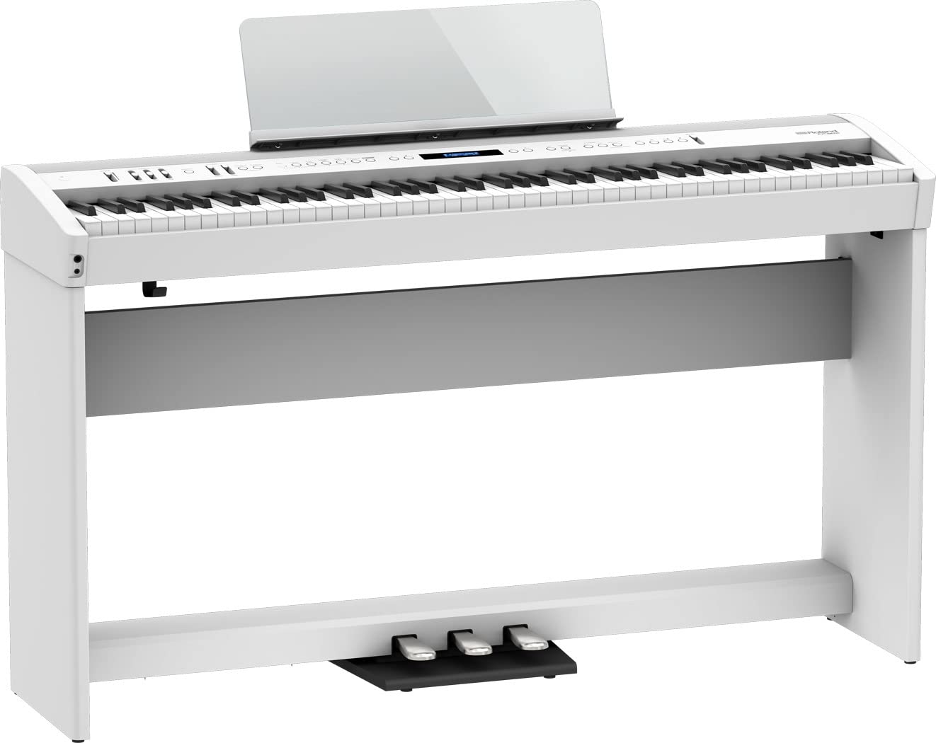 Roland FP-60X 88-Key Digital Piano - White Bundle with Adjustable Stand, Bench, Deluxe Sustain Pedal, Online Piano Lessons, Instructional DVD, and Austin Bazaar Polishing Cloth