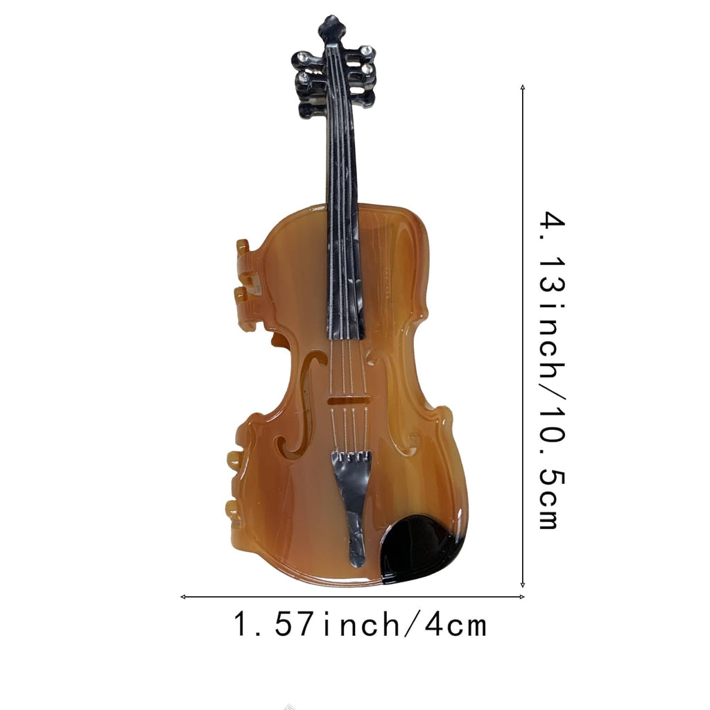 Decorative Violin Hair Clip,Novelty Acetate Claw Clips,Music Instrument Hair Clips for Women(Tortoiseshell Brown)