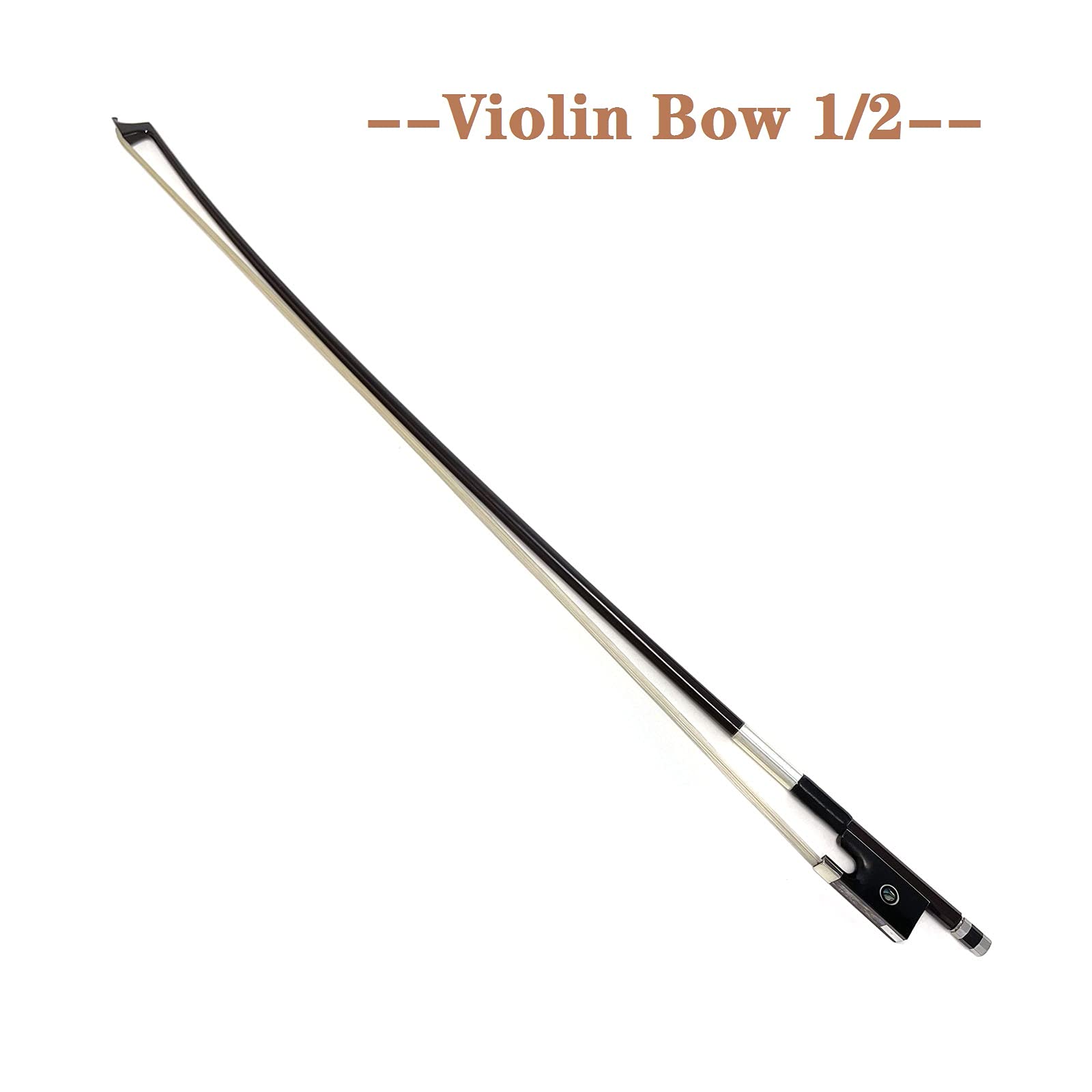LIEKE Carbon Fiber Violin Bow 4/4 Full Size LightWeight Fiddle Bow (4/4 size, Black)