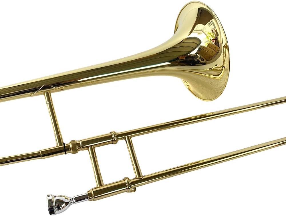 Student Bb Tenor Slide Trombone for Beginners Rich Sound Brass Instrument with Carrying Case Kit Perfect for School Band Orchestra and Jazz Ensemble