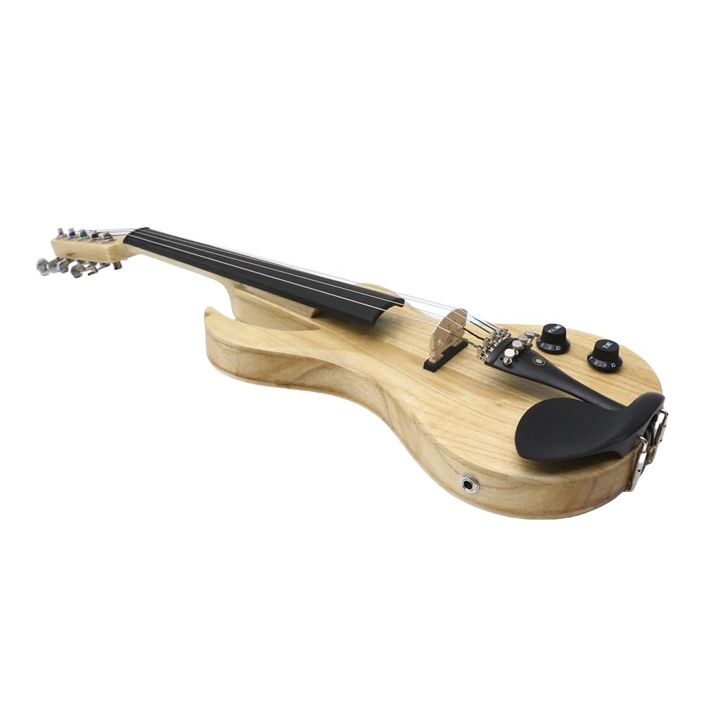 Vetimobato 16 Inch Electric Viola Set Full Size 5-String Solid Wood Practice Viola Kit with Ebony Fingerboard Include Hard Case Brazilwood Bow AUX Cable for Beginners & Adults (5 String Viola Bown)