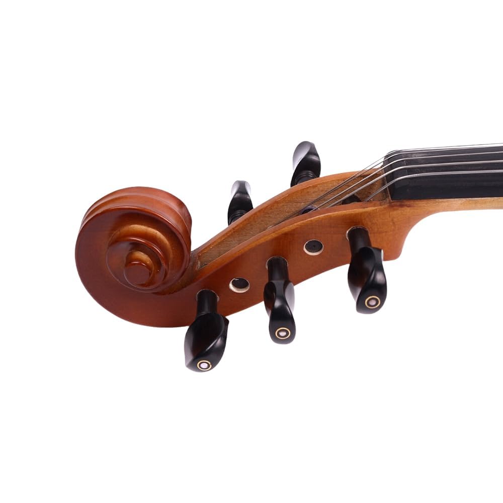 Vetimobato 16 Inch 5-String Electric Viola - FCGDA Tuning Electric Acoustic Viola for Students, Adults, Professional - Handmade Maple & Spruce Body with Ebony Fittings, Case, Bow (Black)
