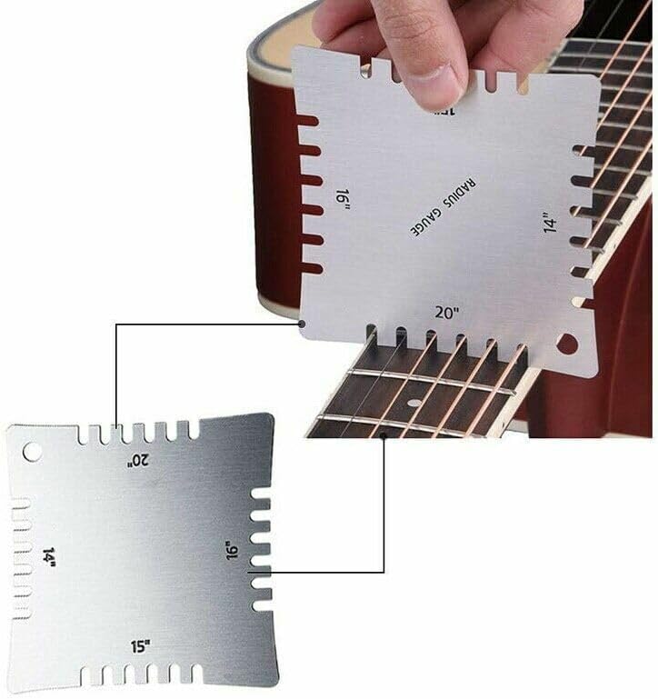 15PCS Guitar Luthier Tools Set Including Guitar Radius Gauge, String Action Ruler Gauge Feeler Gauge, Guitar Notched Radius Gauges For Guitar and Bass
