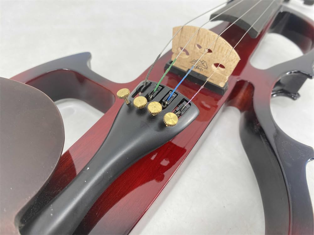 4/4 Full Size Electric Violin – Silent Electric Violin with Headphone Jack, Ebony Fittings – Includes Case, Bow, – Ideal for Practice & Performance (Black)
